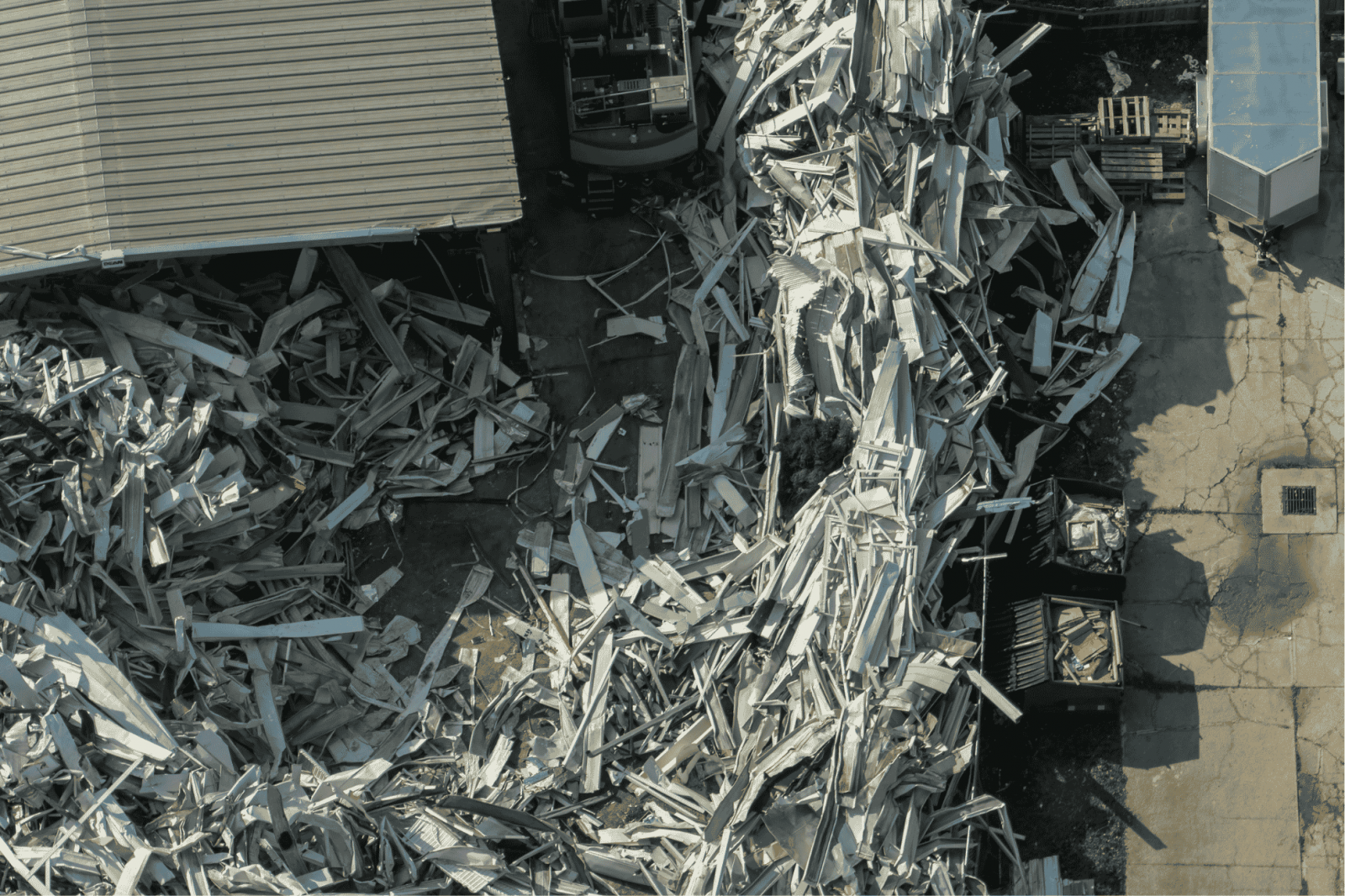 Industrial scrap steel awaiting systematic recycling and processing